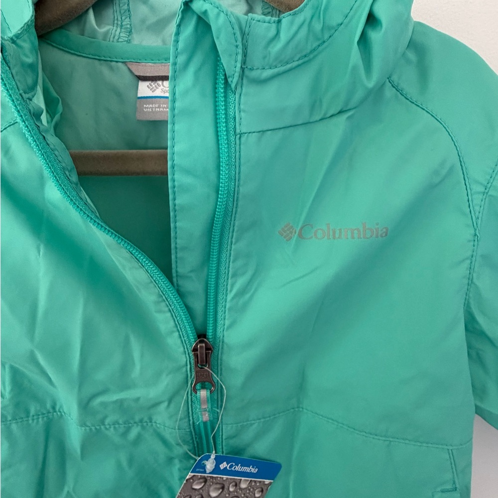 Columbia Teal Hooded Windbreaker Jacket size 2t - Picture 2 of 7